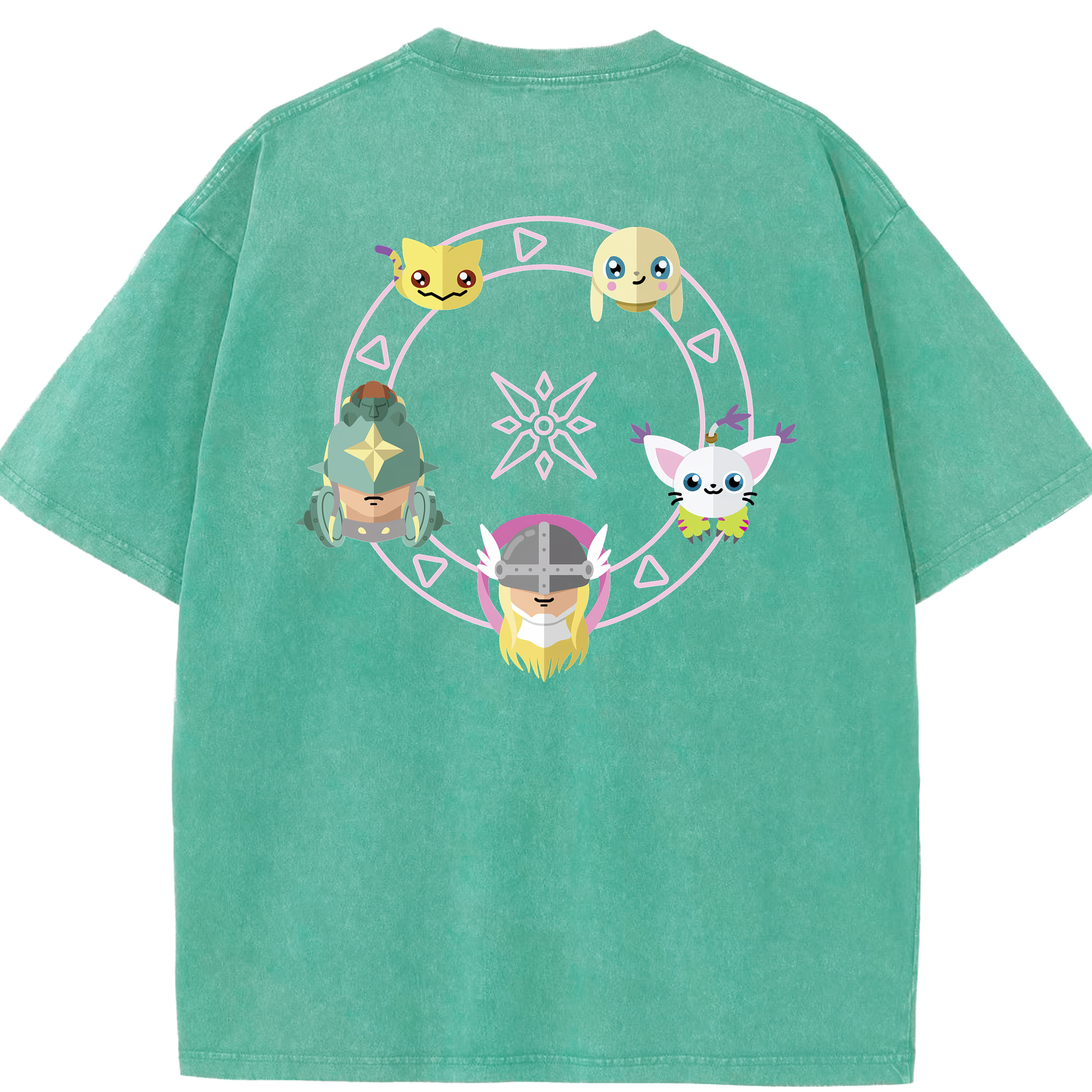 （画像用） Digimon デジタルモンスター/デジモン 綿100% ヴィンテージ風 半袖Tシャツ（背面プリント）